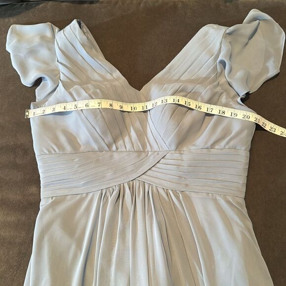 Women’s Blue/Gray Full Length Chiffon Formal Dress FlutterSleeves Size 16 - Picture 10 of 11